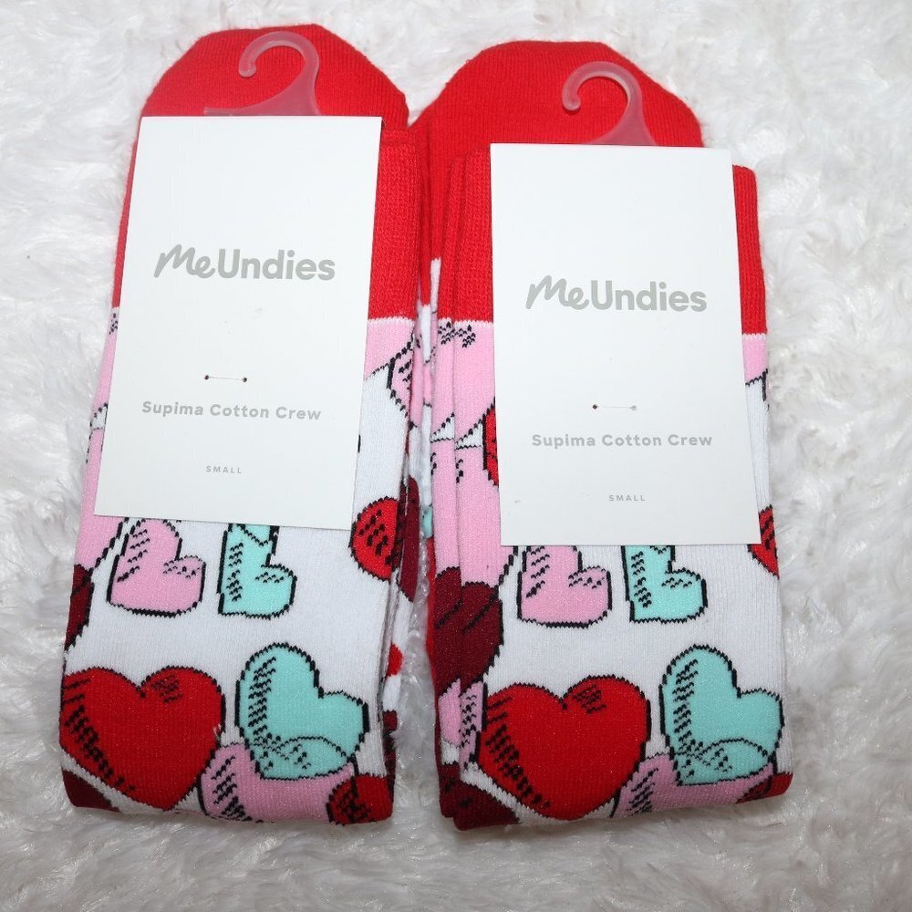 MeUndies Supima Cotton unisex hearts crew socks size small
